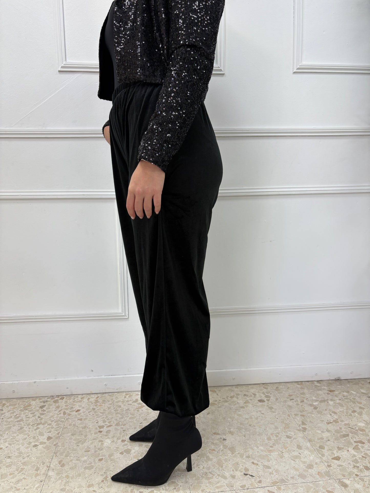 PANTALÓN BOMBACHO TERCIOPELO NEGRO