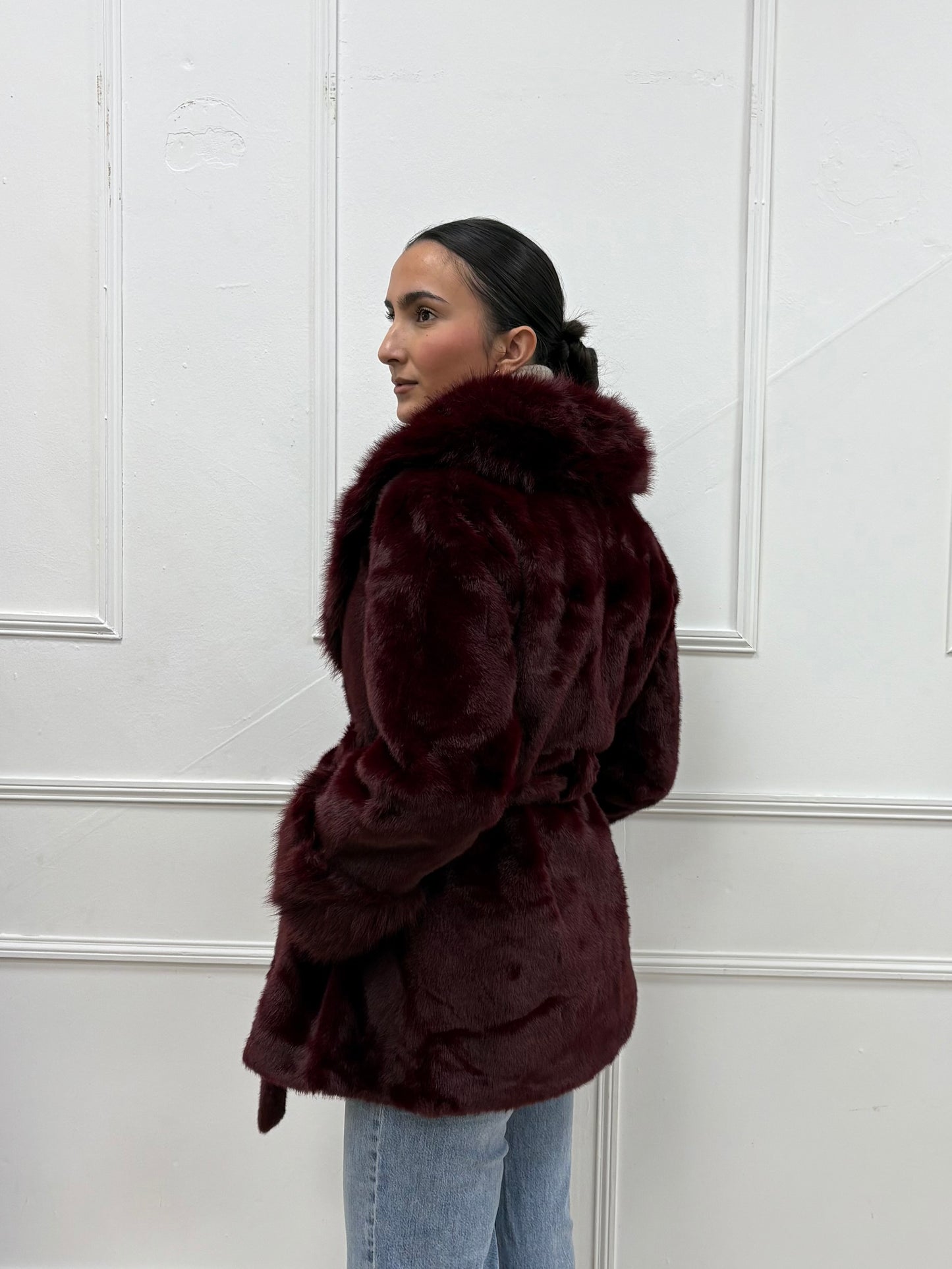 ABRIGO PELO LUXURY BURDEOS