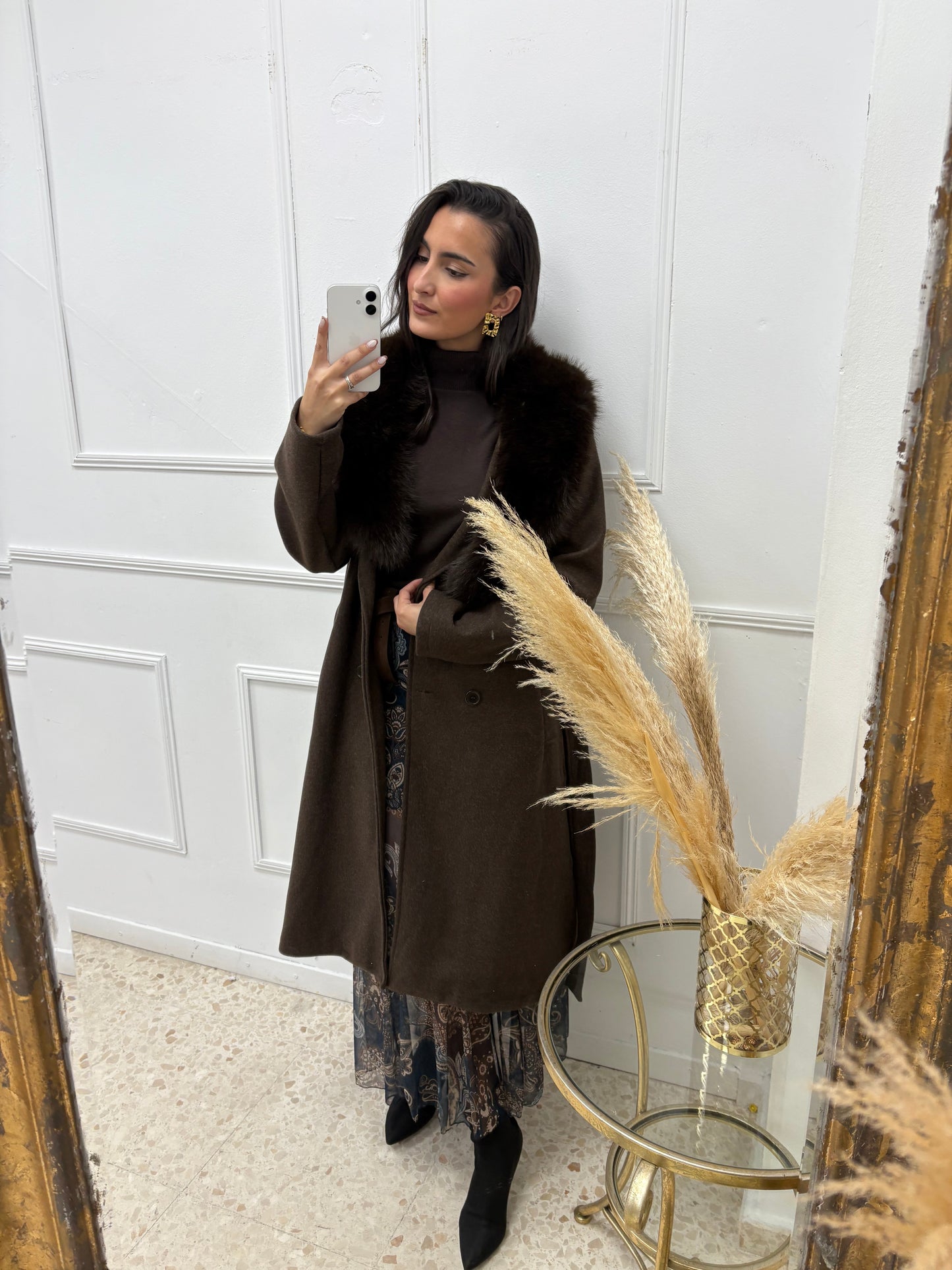 ABRIGO PAÑO CHOCOLATE