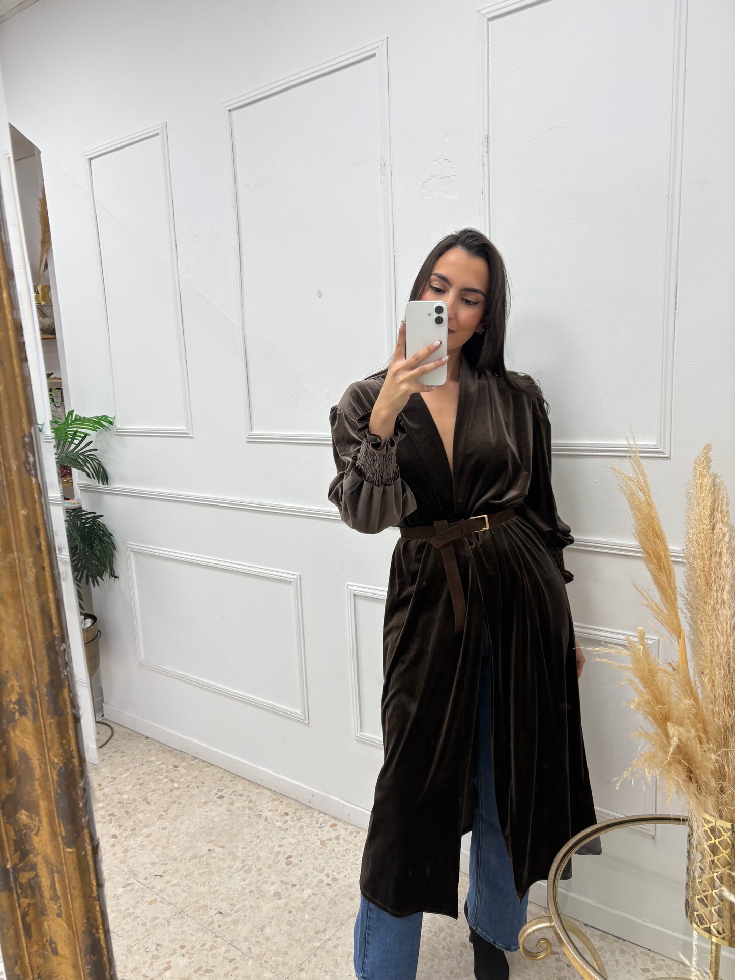 KIMONO TERCIOPELO MARRÓN