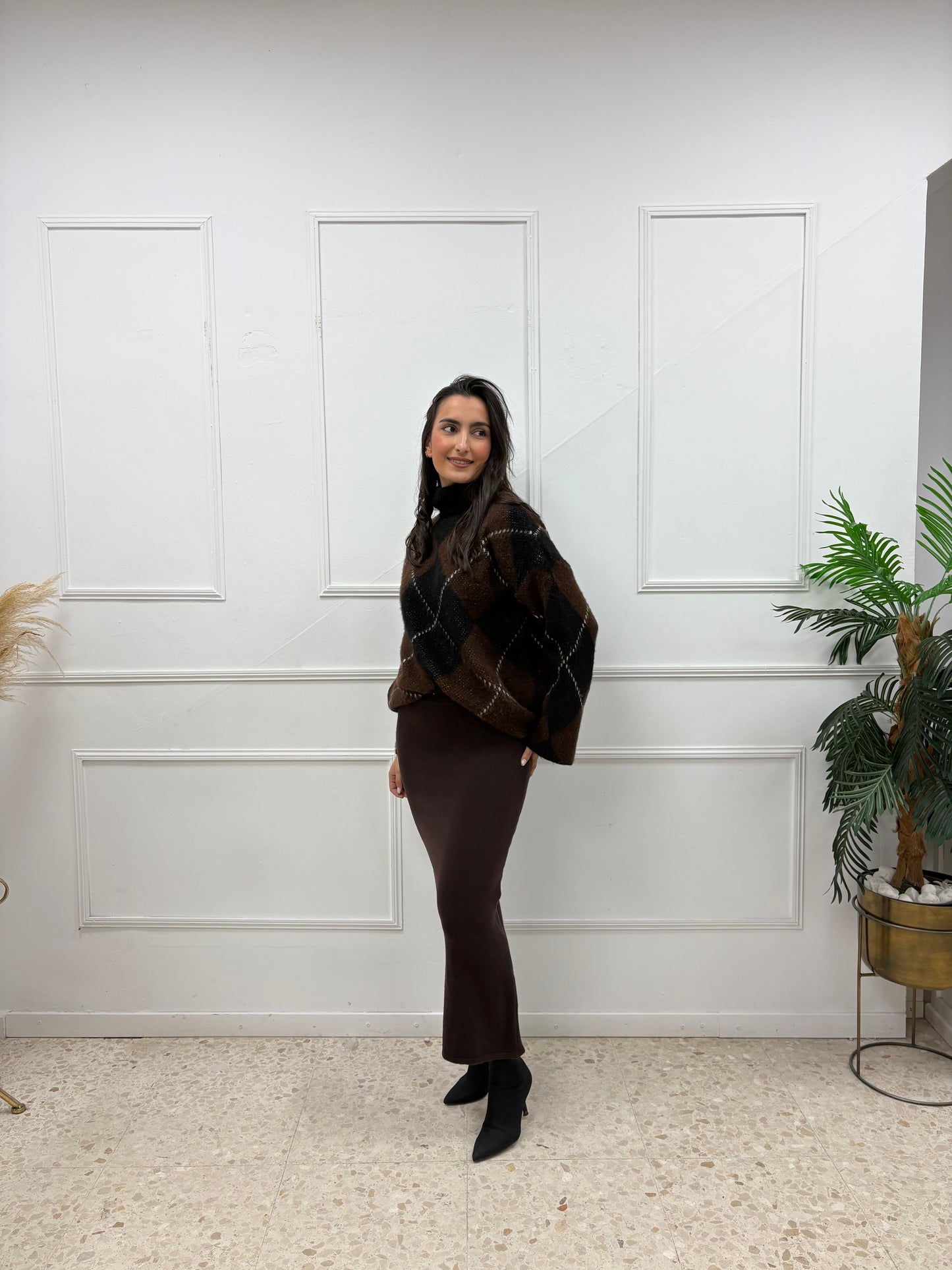 FALDA PUNTO CHOCOLATE