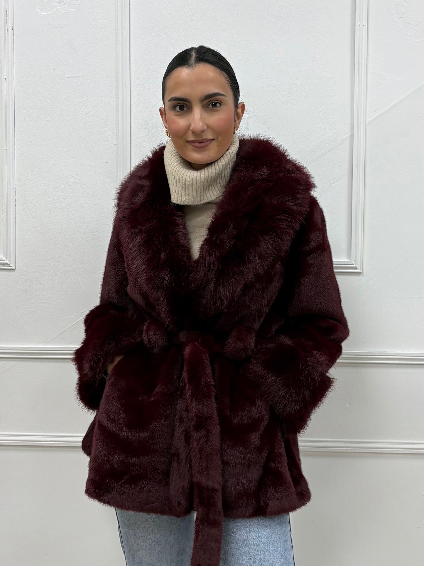 ABRIGO PELO LUXURY BURDEOS