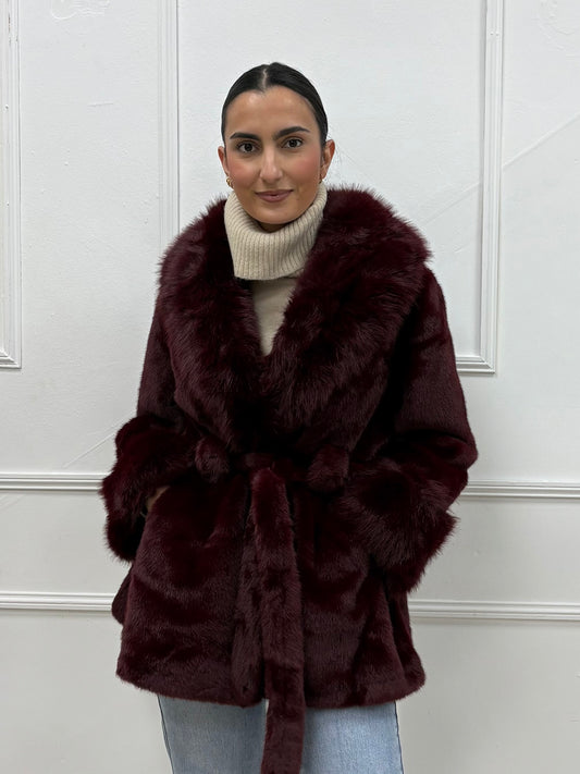 ABRIGO PELO LUXURY BURDEOS