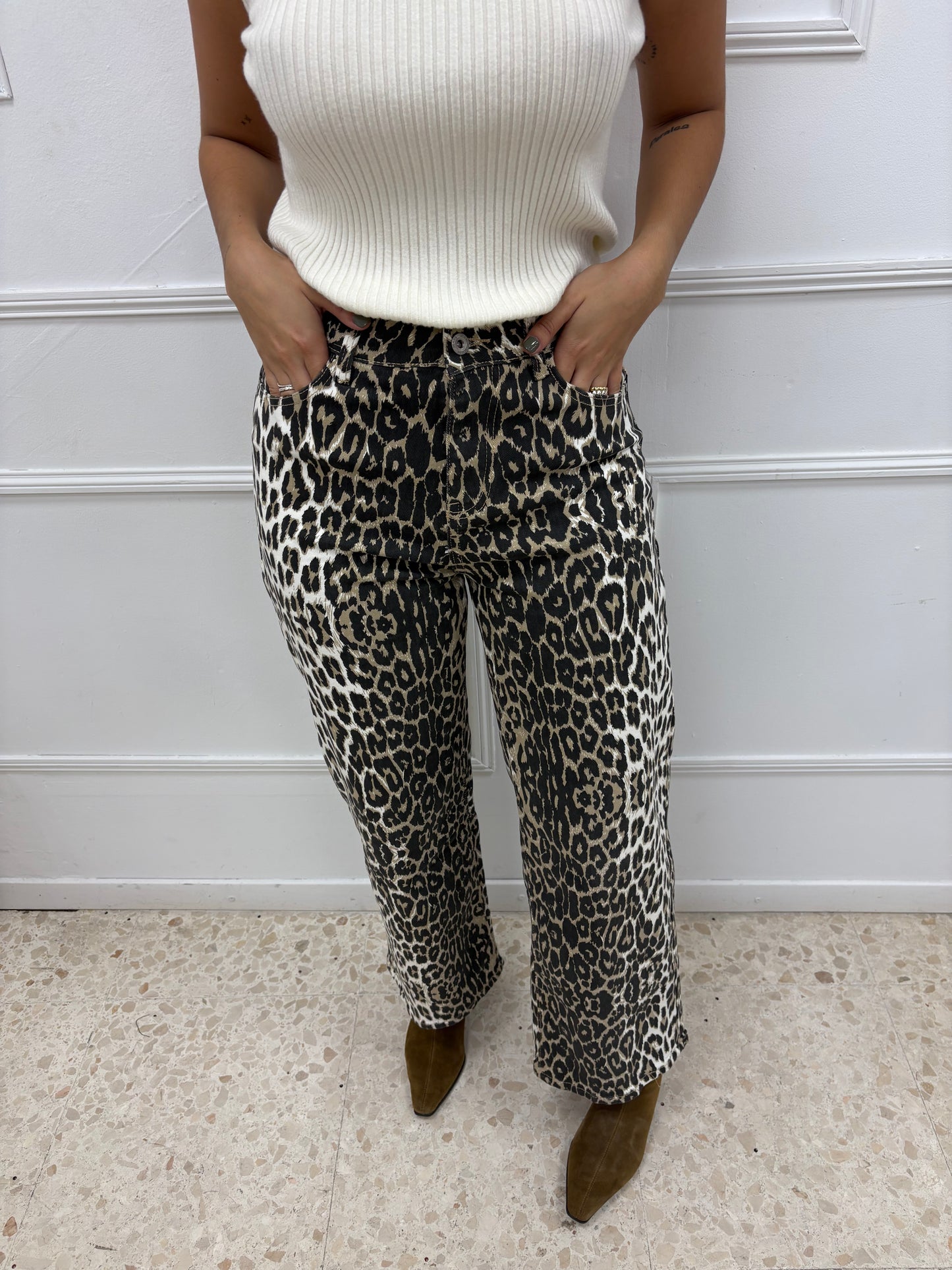 JEANS WIDE LEG ANIMAL PRINT