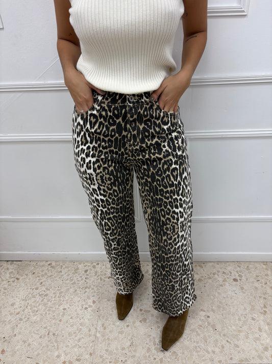 JEANS WIDE LEG ANIMAL PRINT