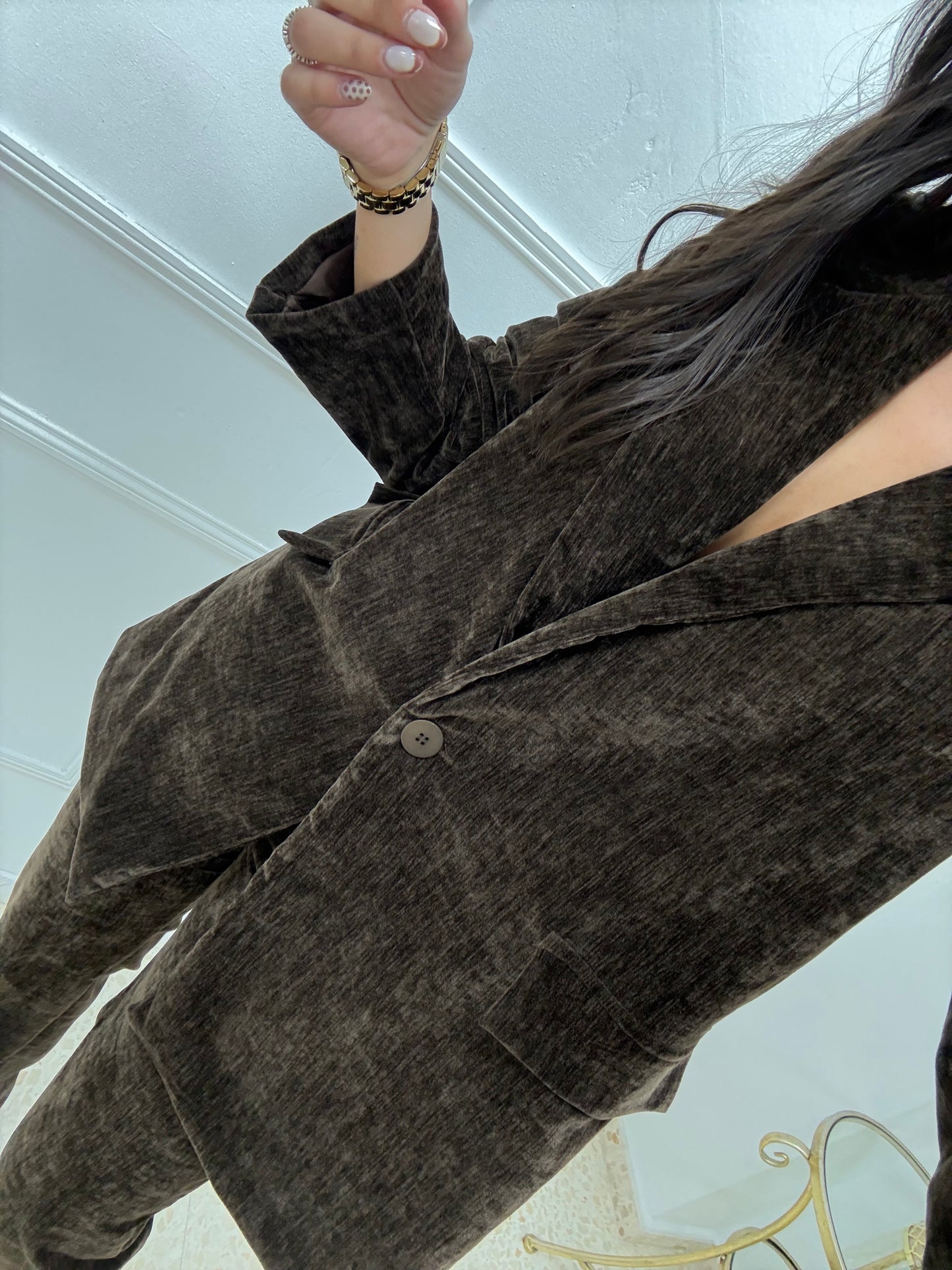 CONJUNTO TERCIOPELO MARRÓN