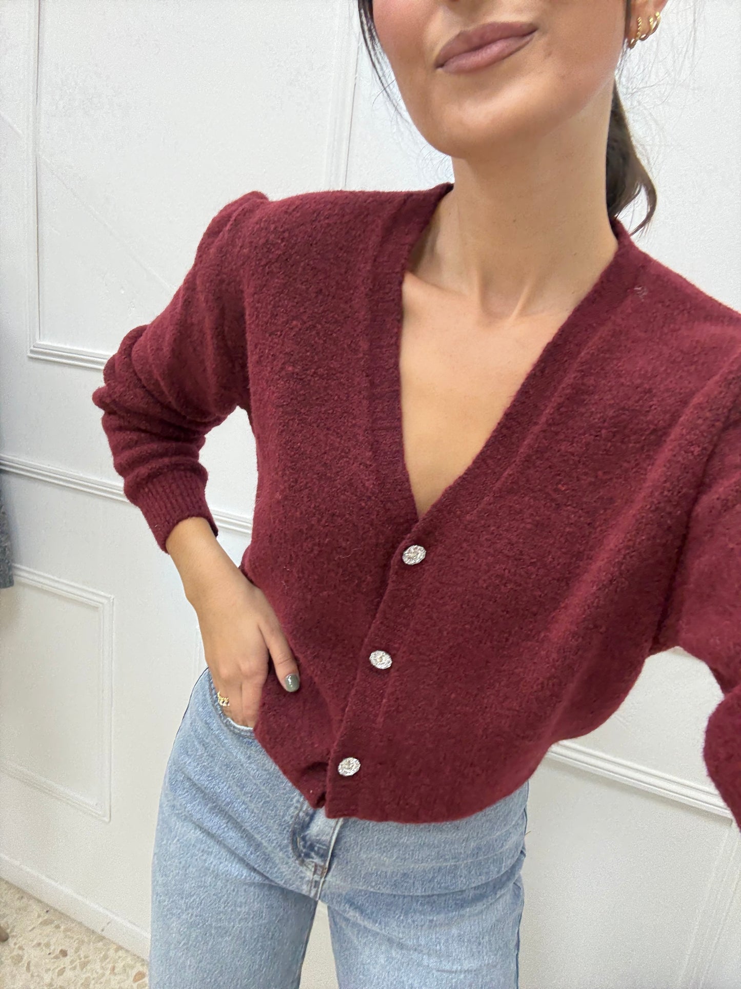 CÁRDIGAN BOTÓN BURDEOS