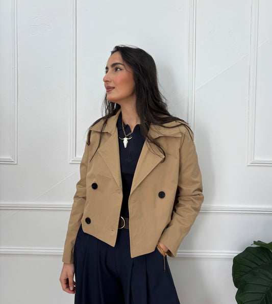 GABARDINA CROP CAMEL