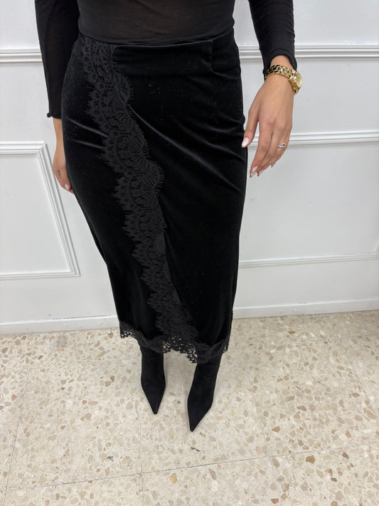 FALDA TERCIOPELO ENCAJE