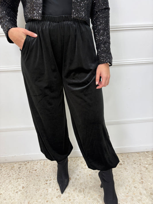 PANTALÓN BOMBACHO TERCIOPELO NEGRO