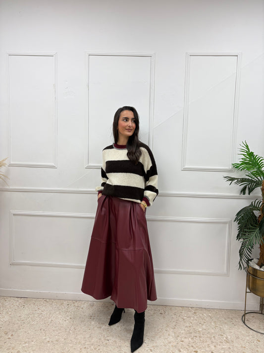 MAXI FALDA POLIPIEL BURDEOS