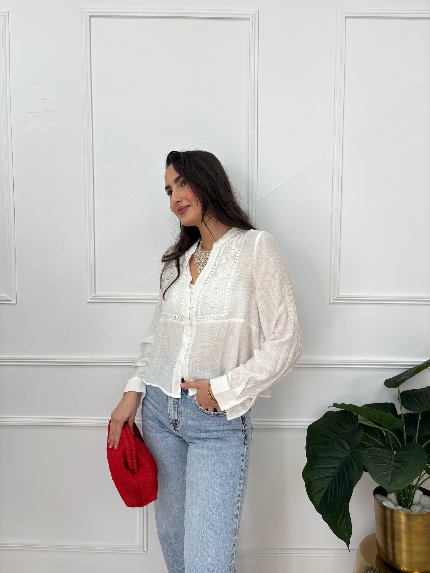 CAMISA BROCADA BLANCA