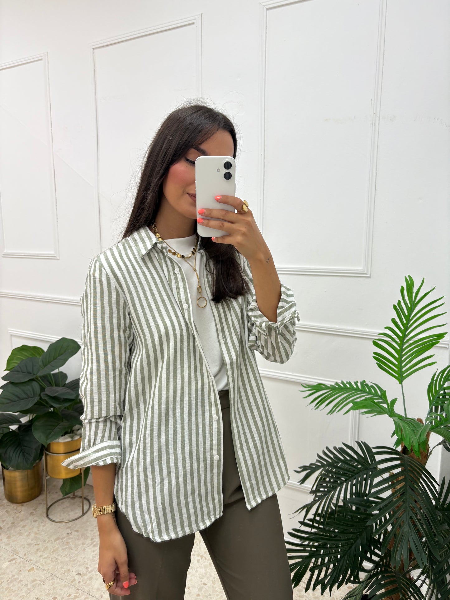 CAMISA RAYAS VERDE