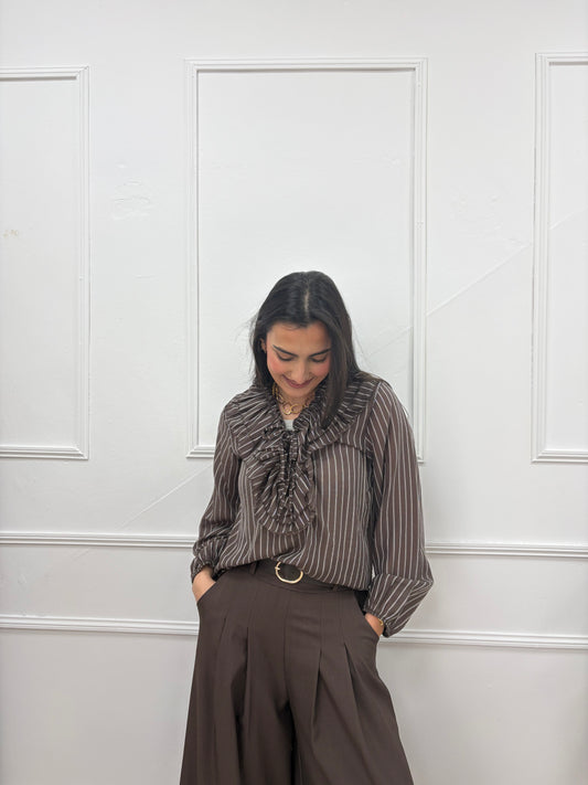 CAMISA VOLANTE CHOCOLATE