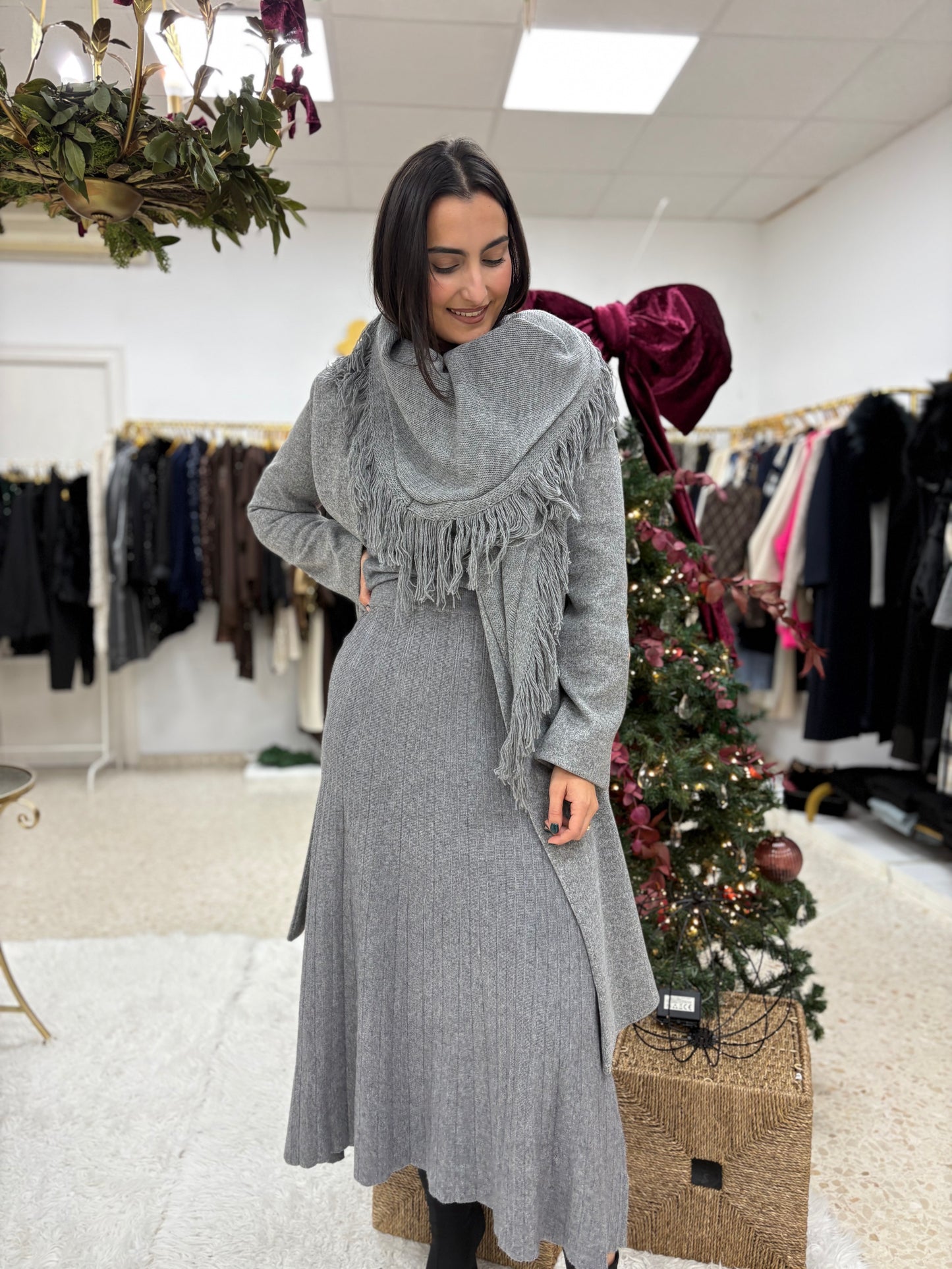 FALDA PUNTO TABLA GRIS