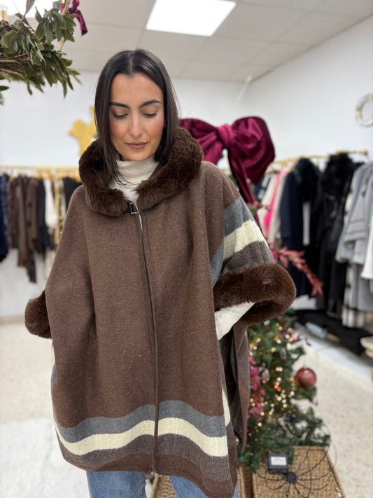 PONCHO CHOCOLATE PELO