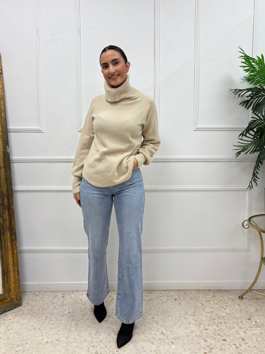 JERSEY CUELLO MAXI BEIGE