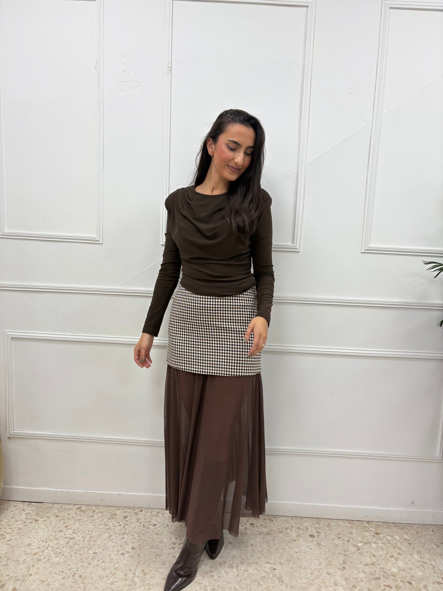 TOP DRAPEADO MARRÓN