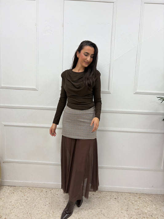 TOP DRAPEADO MARRÓN