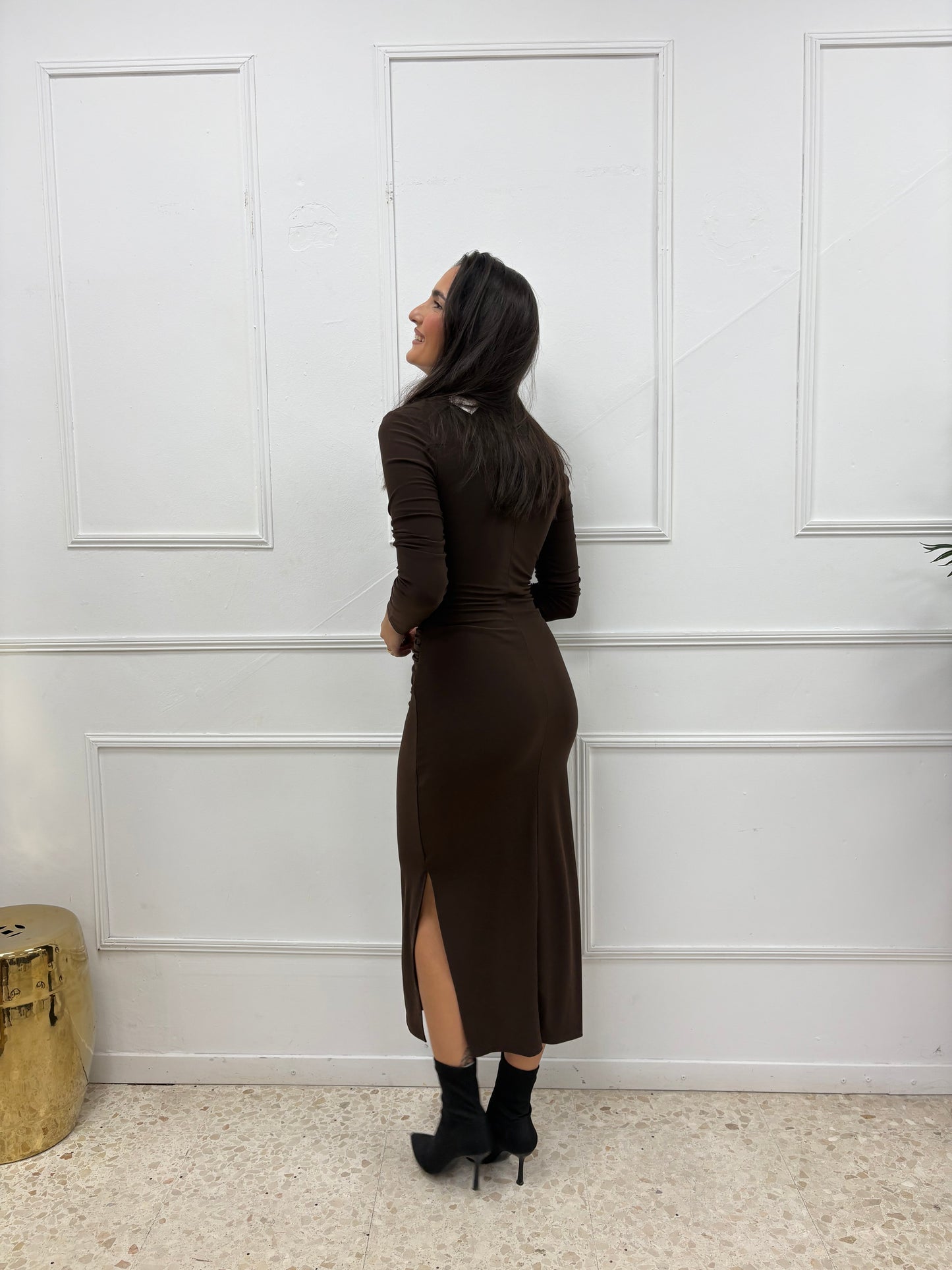 VESTIDO HEBILLA MARRÓN