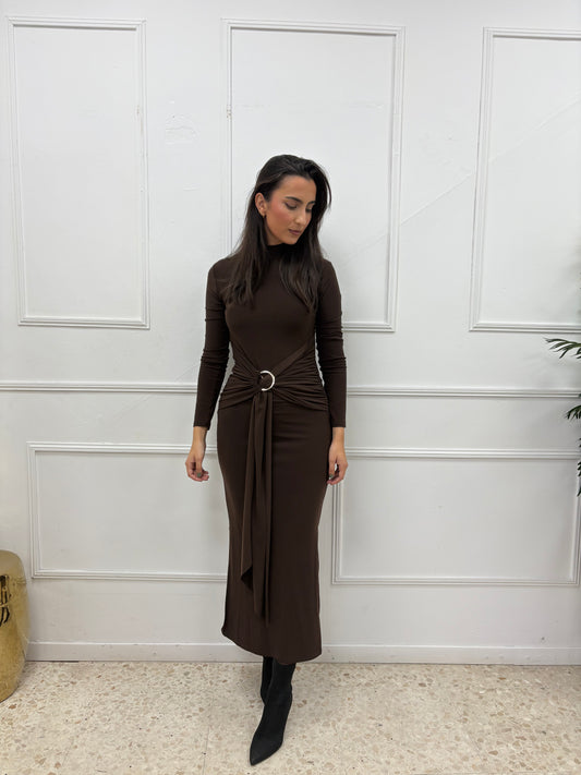 VESTIDO HEBILLA MARRÓN