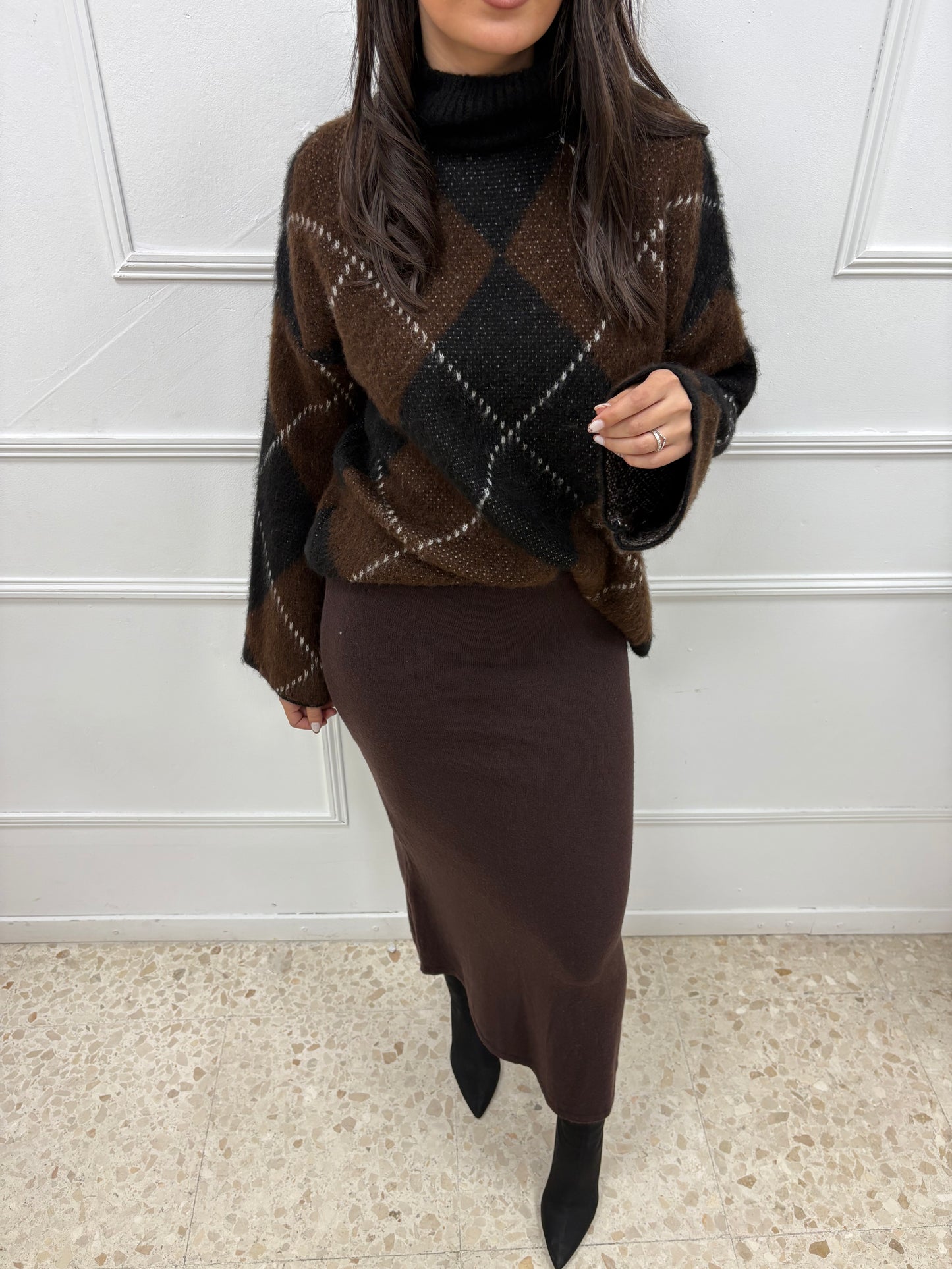 FALDA PUNTO CHOCOLATE