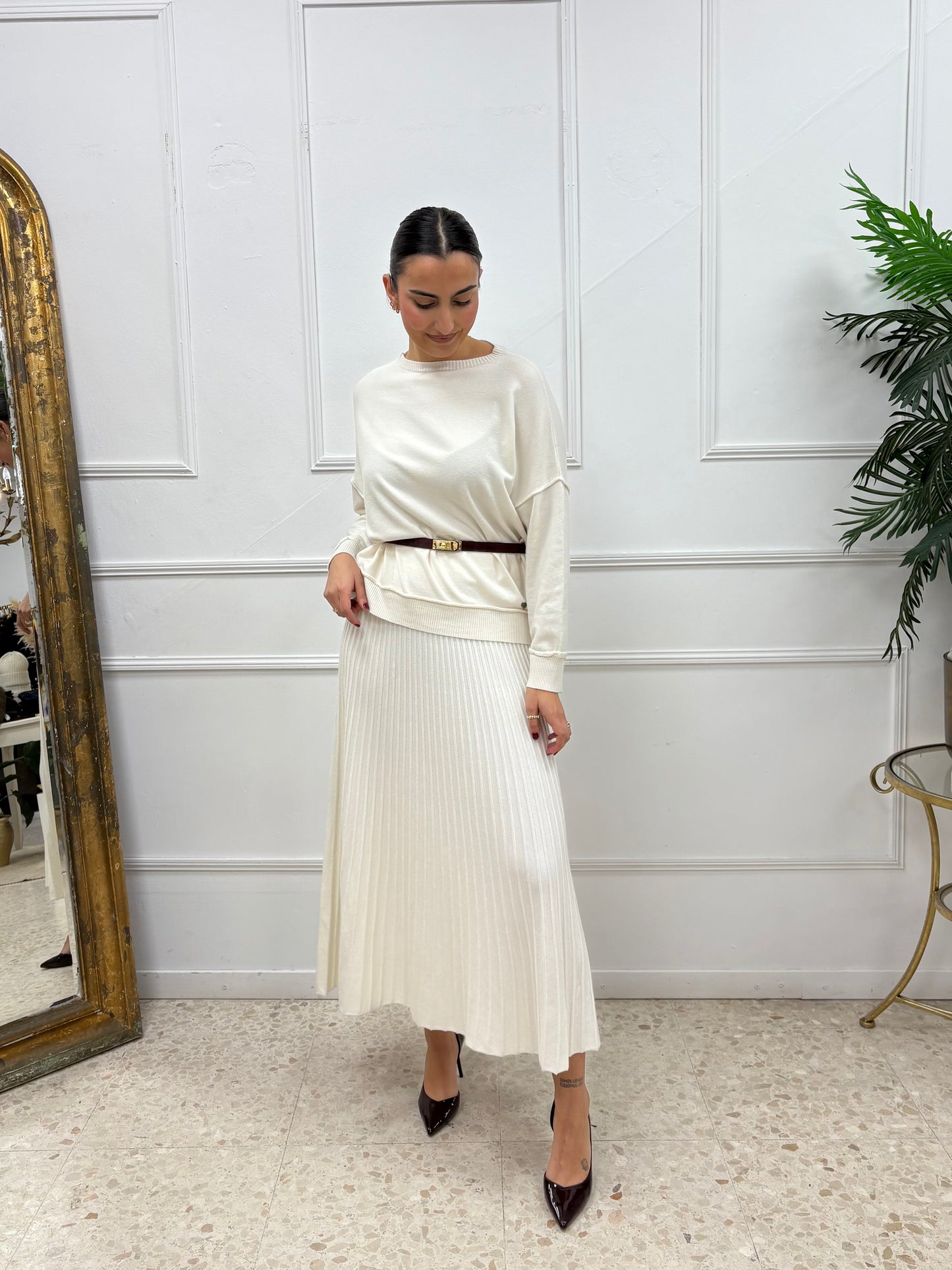 FALDA TABLA PUNTO BLANCA